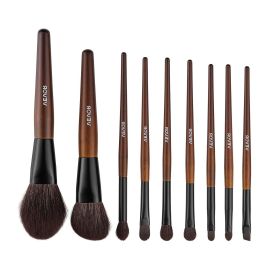 VEVOR 9-Piece Makeup Brush Set for Foundation Blending Eyeshadow, Professional Makeup Brush Kit with Soft Natural Wool & Vegan Synthetic Bristles