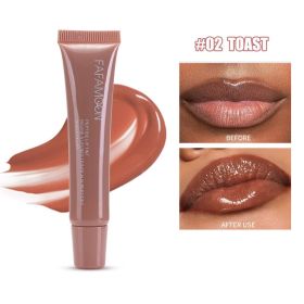 Glossy Lip Glaze Waterproof Long Lasting Lip Gloss Glossy Mirror Tea Red Liquid Lipstick Doodle Lip Korean Makeup (Option: 02 TOAST-10ml-1pc)