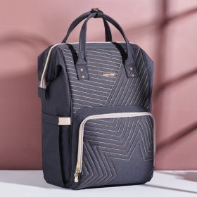 Sunveno Fashion Diaper Bag Backpack Quilted Large Mum Maternity Nursing Bag Travel Backpack Stroller Baby Bag Nappy Baby Care (Color: black)