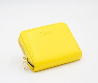 Secure My Clarisa - Leather Card Holder Wallet (Color: Yellow)